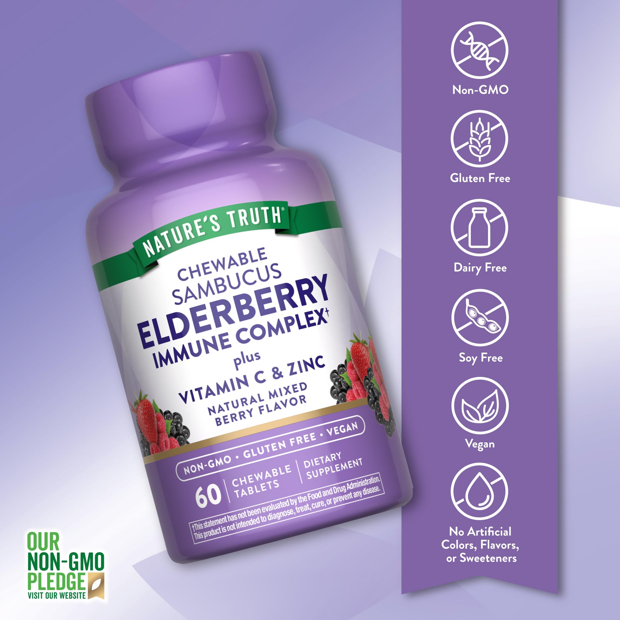 Foto 4 pulgar | Suplemento Nature's Truth Elderberry Immune Complex 60 Tabletas - Venta Internacional.