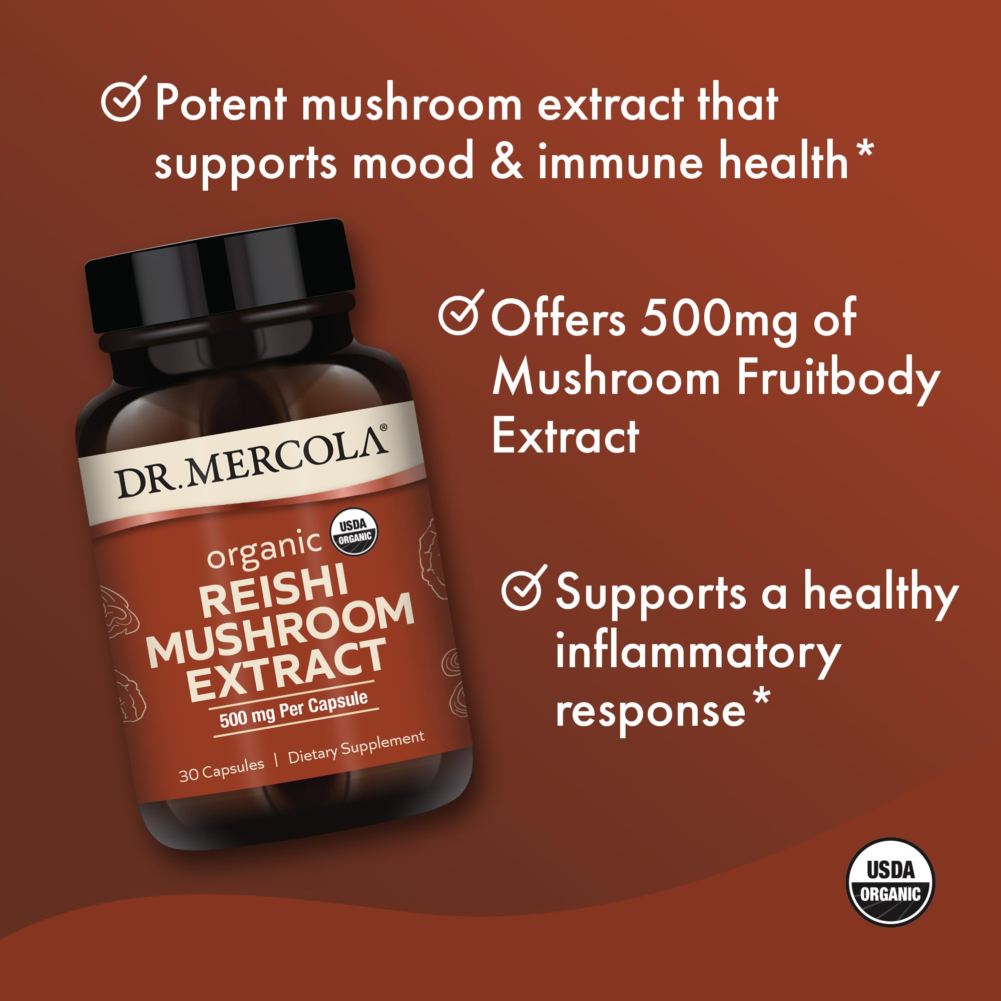 Foto 5 | Suplemento Dietético Extracto De Hongo Reishi Orgánico Dr. Mercola - Venta Internacional.