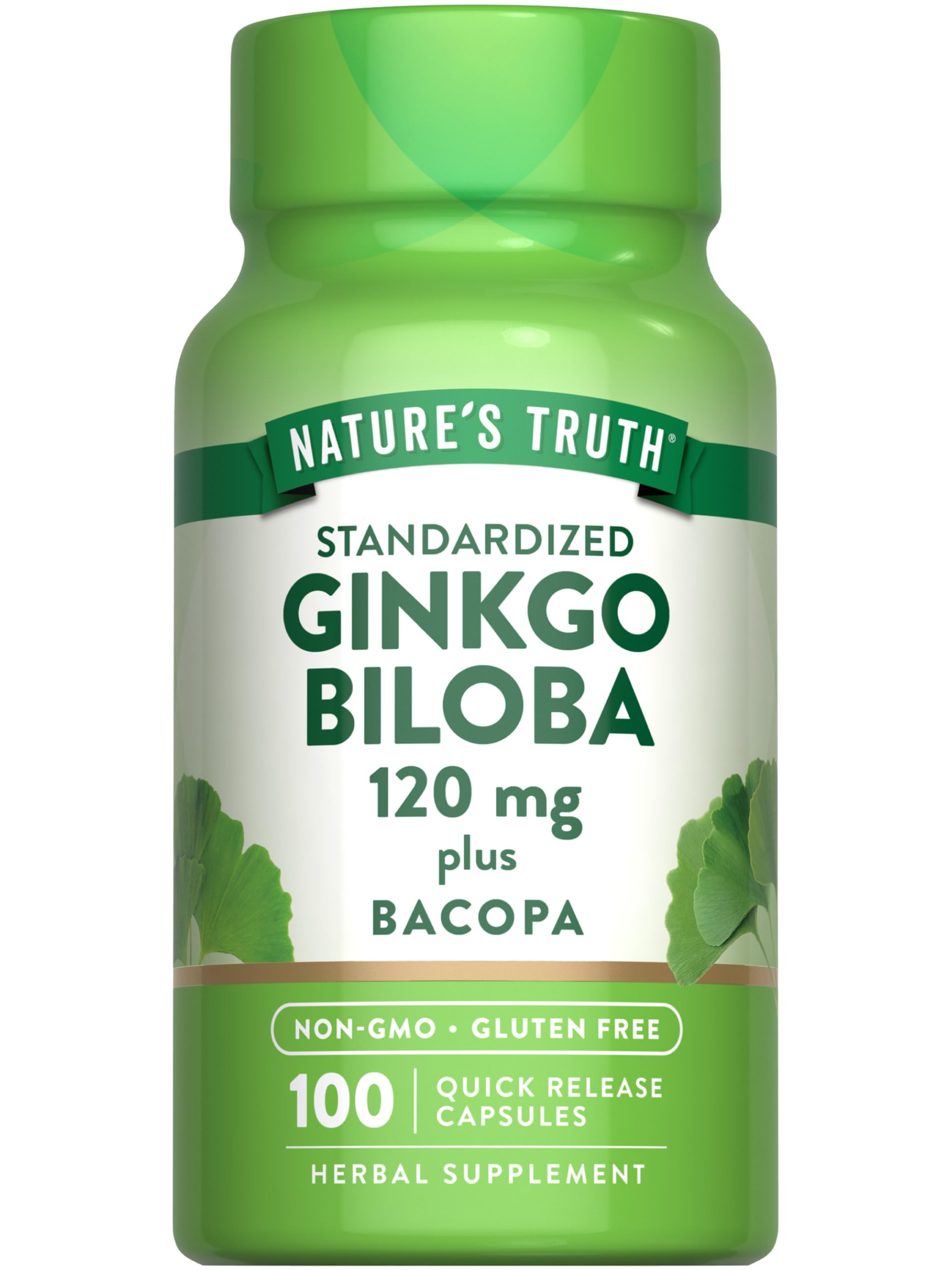 Foto 2 pulgar | Suplemento Nature's Truth Ginkgo Biloba 120 Mg Con Bacopa 100 Cápsulas - Venta Internacional.