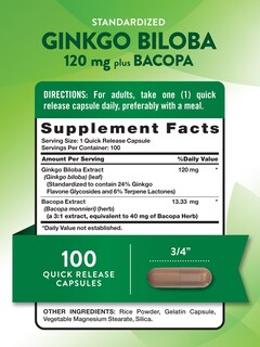 Foto 2 | Suplemento Nature's Truth Ginkgo Biloba 120 Mg Con Bacopa 100 Cápsulas - Venta Internacional.