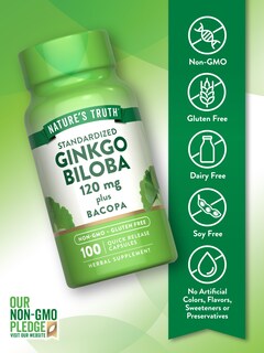 Foto 3 | Suplemento Nature's Truth Ginkgo Biloba 120 Mg Con Bacopa 100 Cápsulas - Venta Internacional.