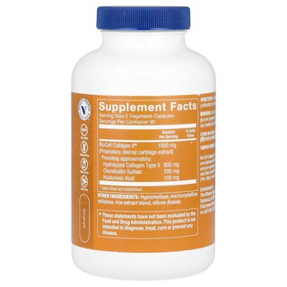 Foto 2 | Complementa The Vitamin Shoppe Biocell Collagen Ii Con Ácido Hialurónico 180 Cápsulas - Venta Internacional.