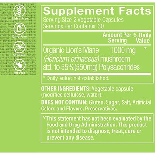 Foto 3 | Suplemento The Vitamin Shoppe Lion's Mane 1000 Mg 60 Cápsulas - Venta Internacional.