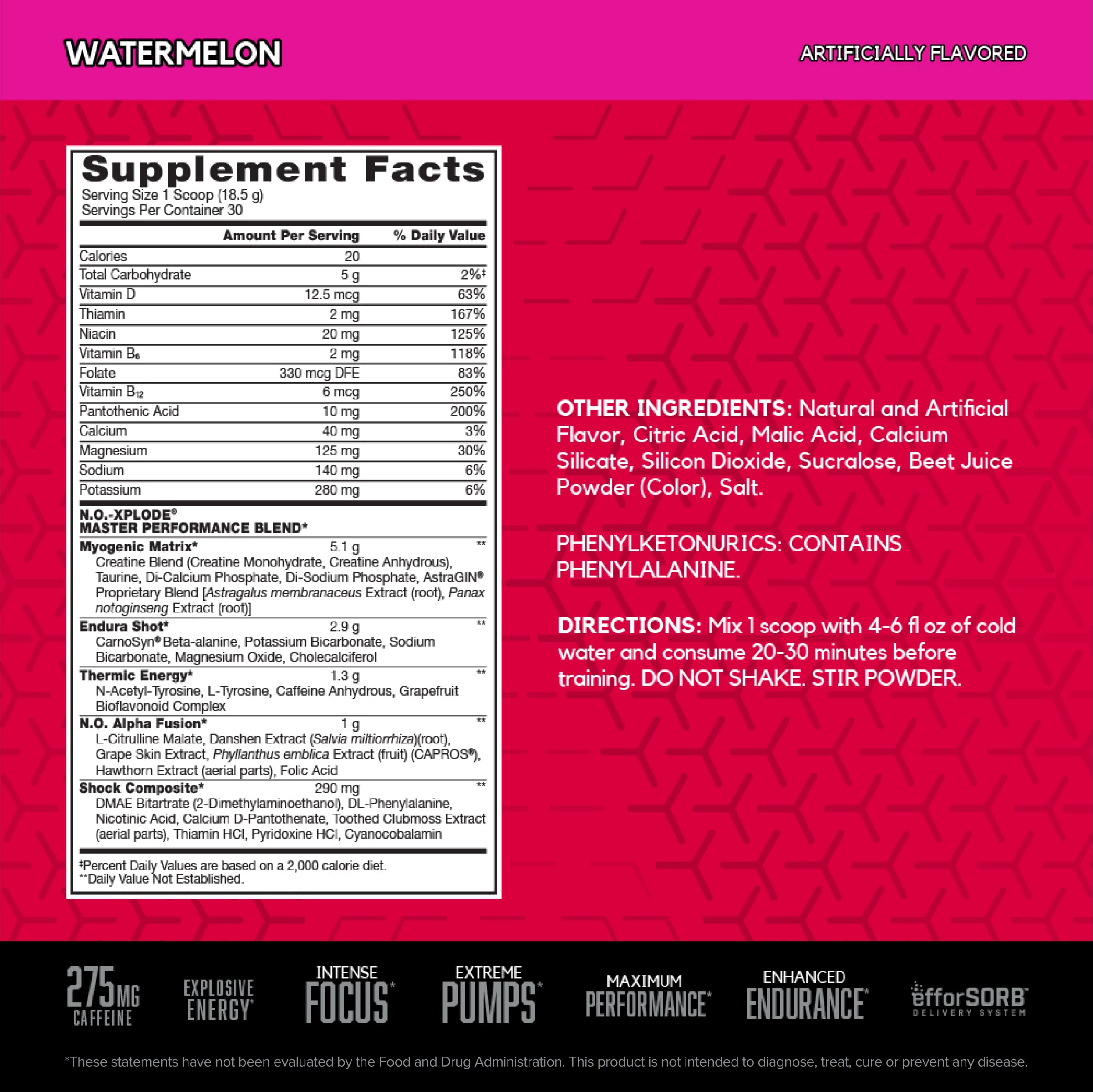 Foto 3 pulgar | Polvo Para Antes Del Entrenamiento Bsn N.o.-xplode Energy Watermelon 30 Dosis - Venta Internacional.