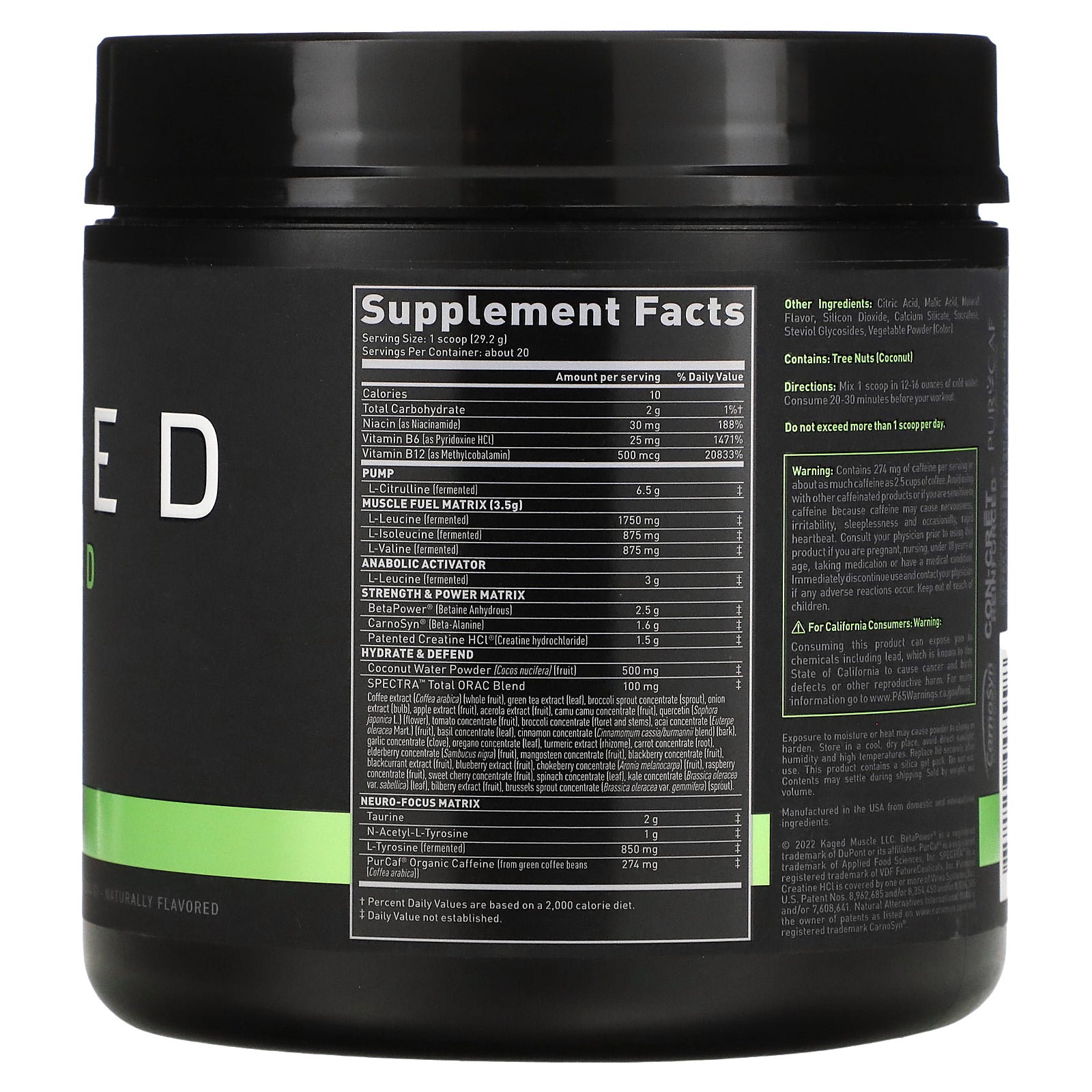 Foto 2 | Preentrenamiento Kaged Pre-laged Berry Blast 584 G - Venta Internacional.