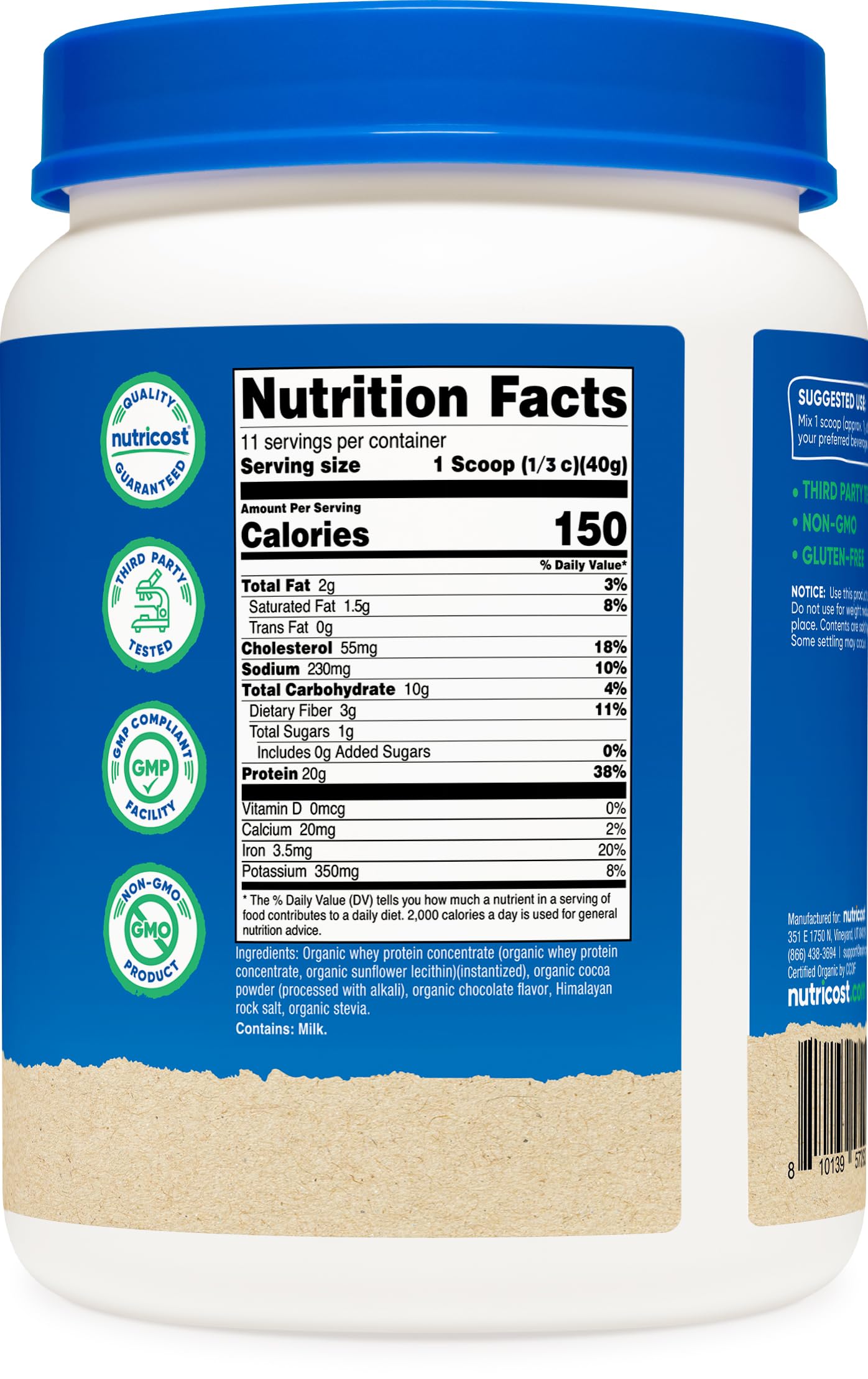 Foto 6 pulgar | Proteína En Polvo Nutricost Organic Whey Double Chocolate 454 G - Venta Internacional.