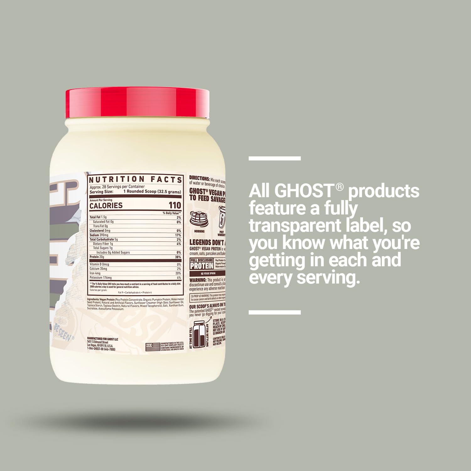 Foto 4 | Proteína En Polvo Ghost, Masa Vegana Para Panqueques, 907 G, 20 G De Proteína - Venta Internacional.