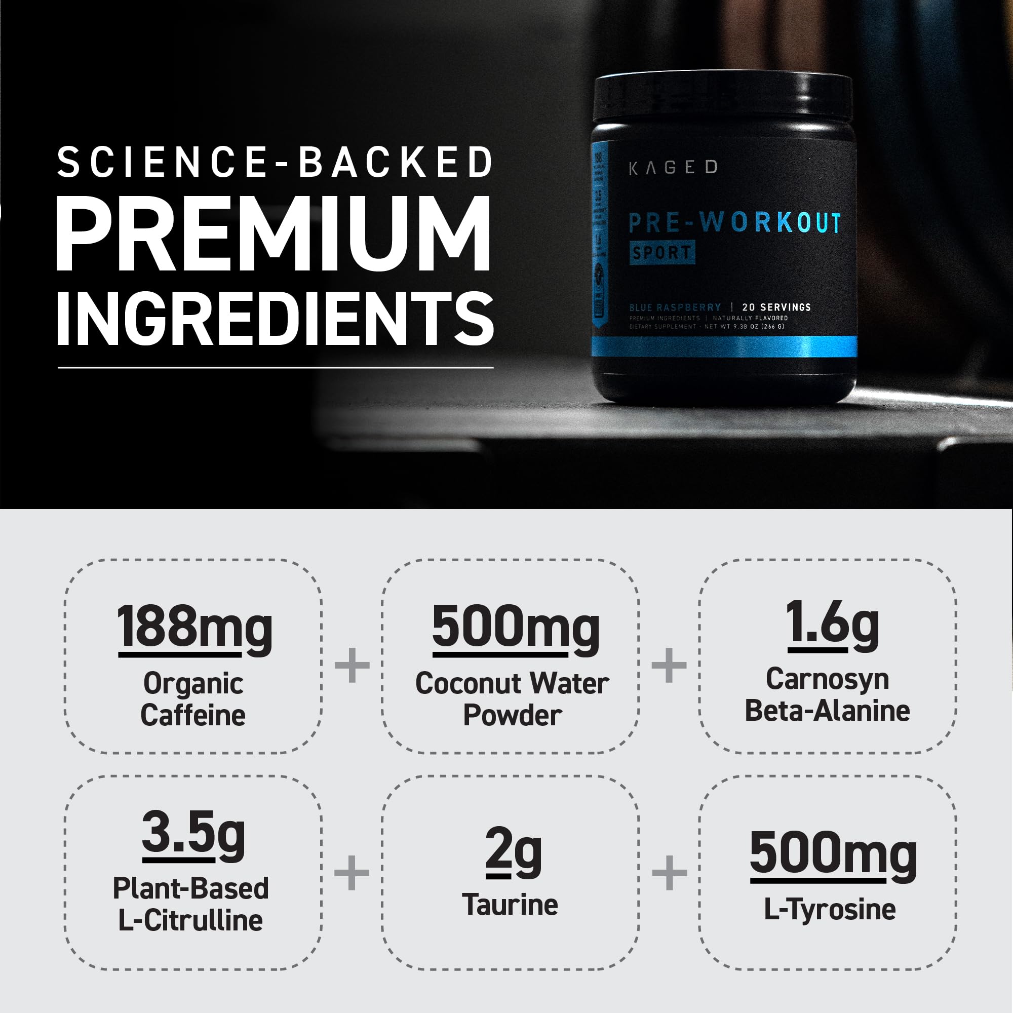 Foto 4 pulgar | Polvo Pre Workout Kaged Pre-kaged Sport Blue Razz, 20 Porciones - Venta Internacional.