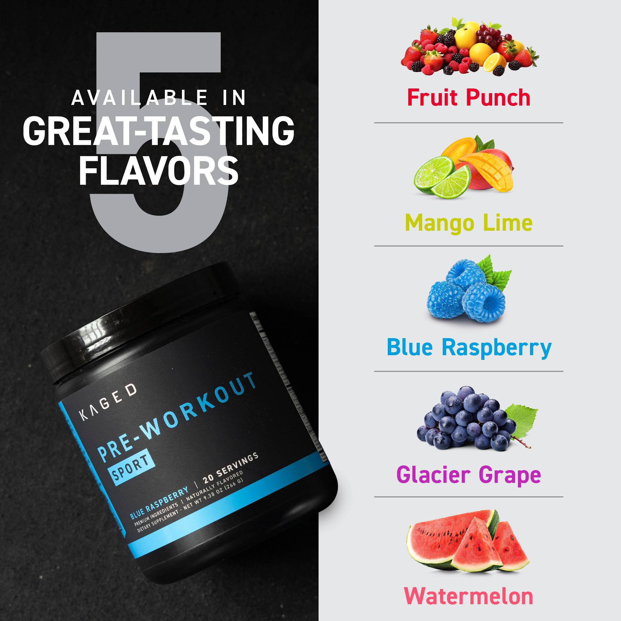 Foto 5 | Polvo Pre Workout Kaged Pre-kaged Sport Blue Razz, 20 Porciones - Venta Internacional.