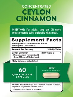 Foto 2 | Suplemento Nature's Truth, Canela De Ceilán, Cápsulas De 2000 Mg - Venta Internacional.