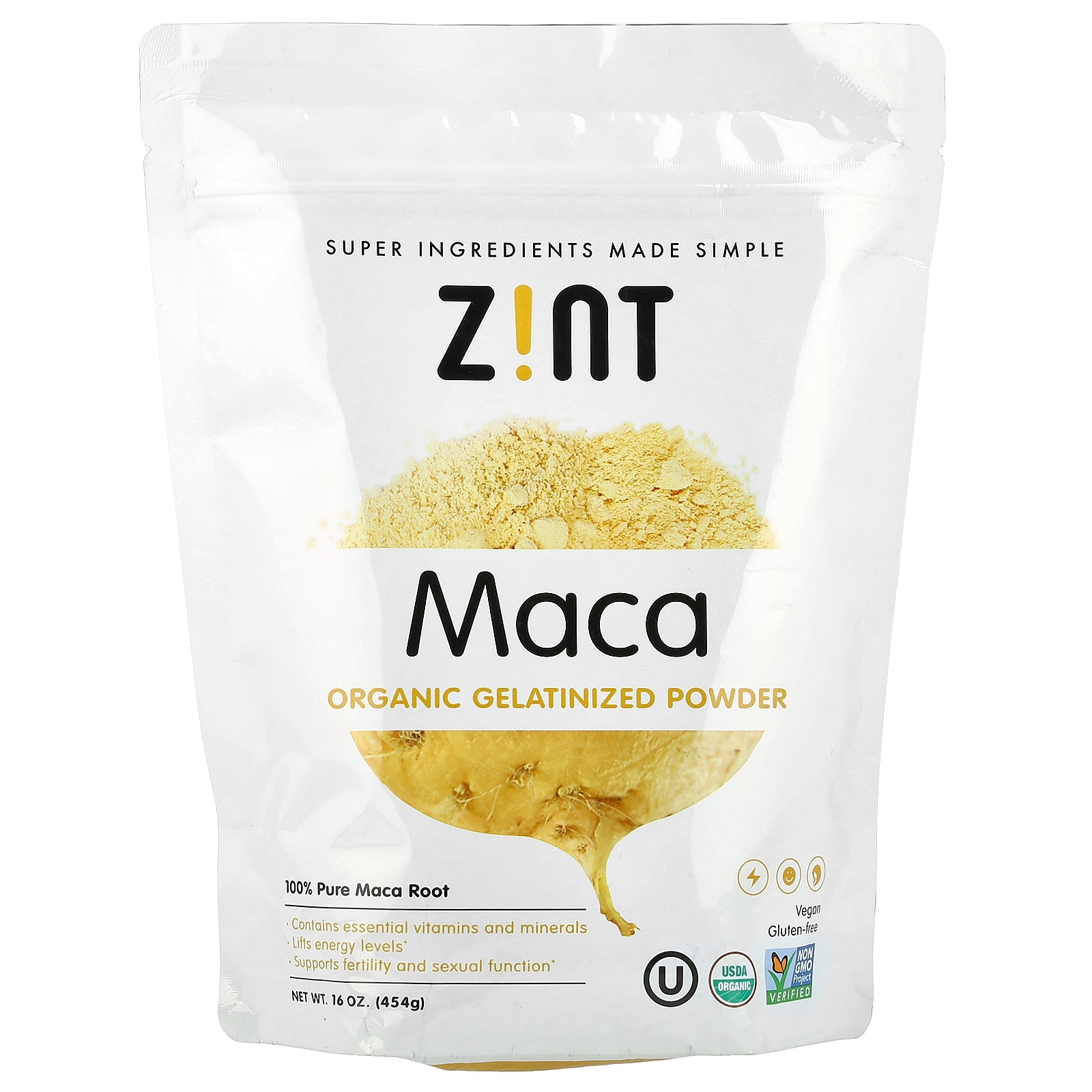 Foto 2 pulgar | Polvo De Maca Gelatinizada Orgánica Zint 454 G - Venta Internacional.