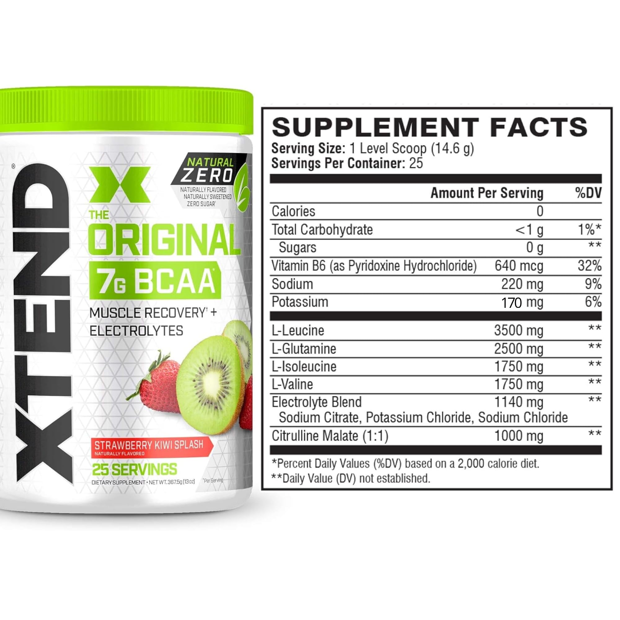 Foto 3 pulgar | Bcaa En Polvo Scivation Xtend Natural Zero Strawberry Kiwi 25 Porciones - Venta Internacional.