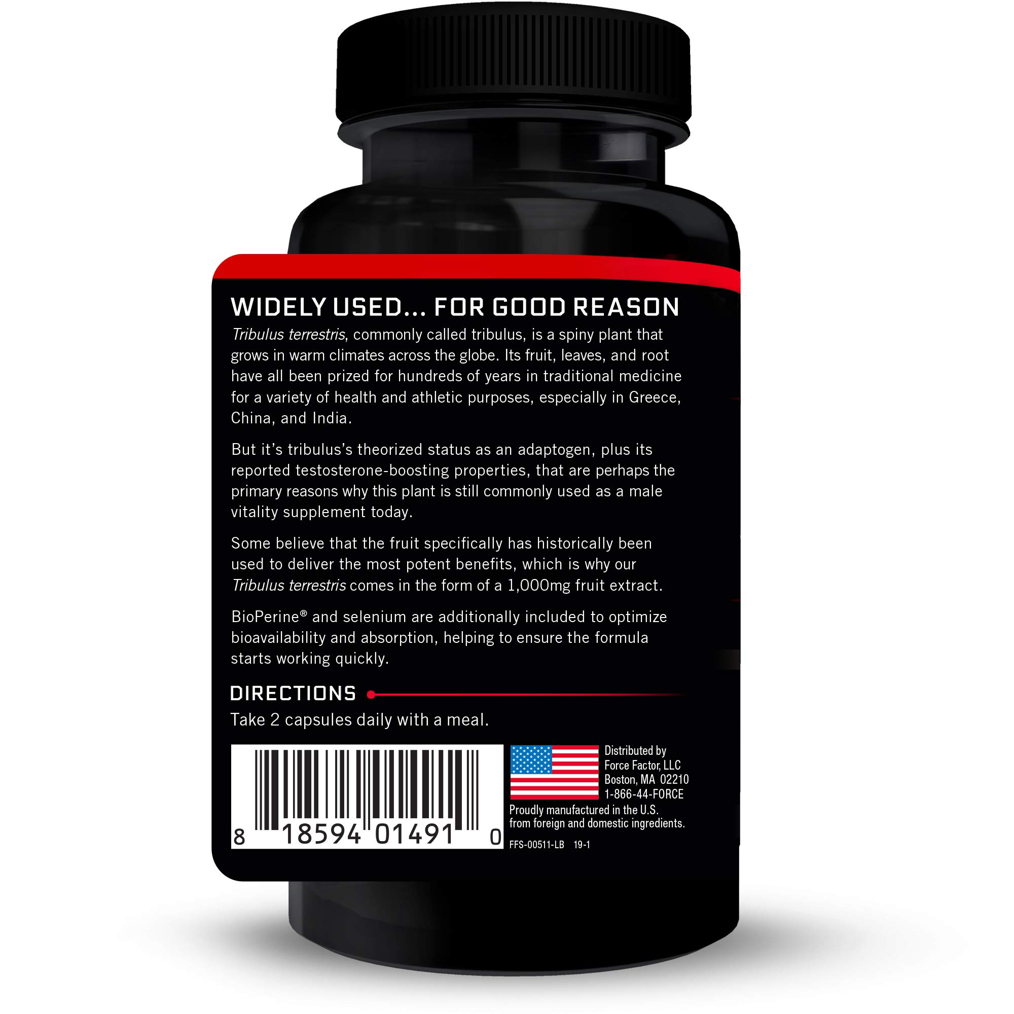 Foto 4 pulgar | Suplemento Force Factor Tribulus Terrestris 1000 Mg 60 Cápsulas - Venta Internacional.