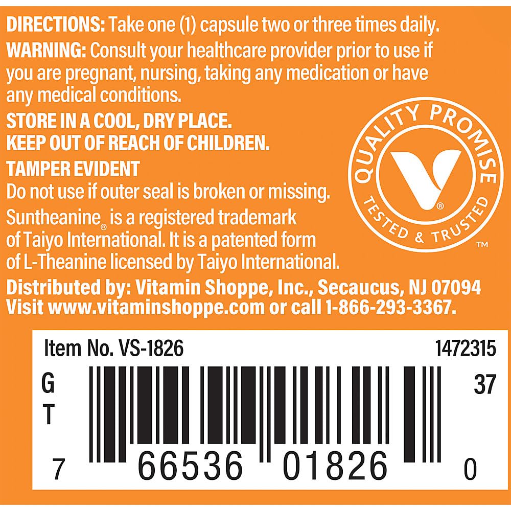Foto 5 pulgar | Suplemento De L-teanina The Vitamin Shoppe 100 Mg 60 Cápsulas - Venta Internacional.