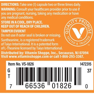 Foto 4 | Suplemento De L-teanina The Vitamin Shoppe 100 Mg 60 Cápsulas - Venta Internacional.