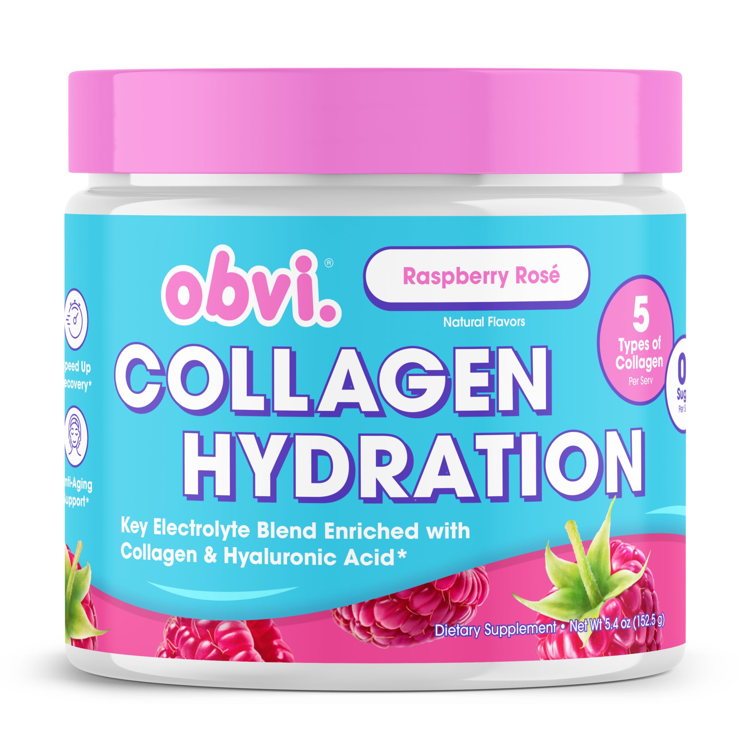 Foto 2 pulgar | Polvo Hidratante Obvi Electrolyte & Collagen Raspberry Rose - Venta Internacional.