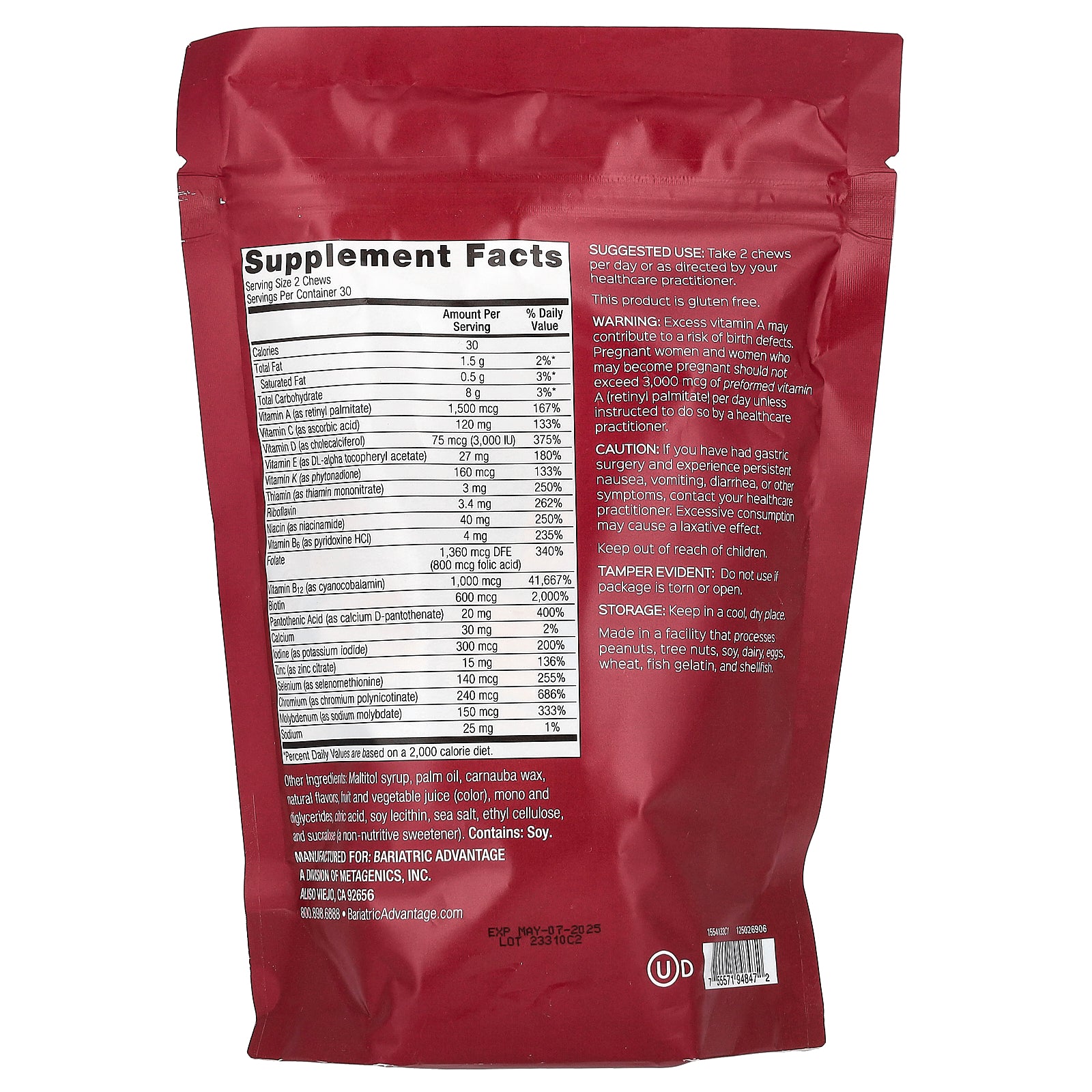 Foto 2 | Suplemento Bariatric Advantage Multi Chewy Bite De Naranja Tropical - Venta Internacional.