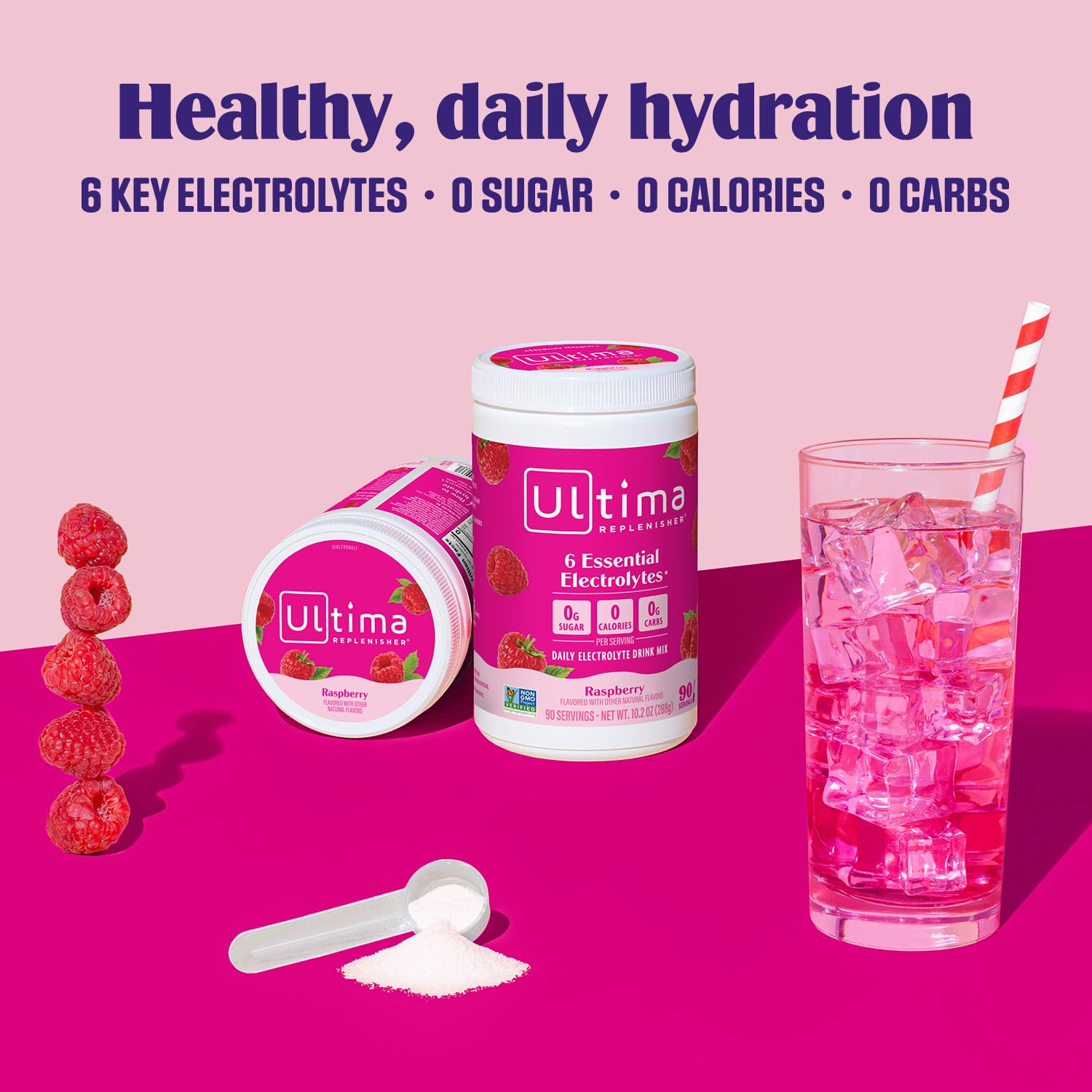 Foto 3 | Mezcla De Electrolitos En Polvo Ultima Replenisher Raspberry - Venta Internacional.