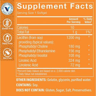 Foto 4 | Suplemento De Lecitina The Vitamin Shoppe, 1200 Mg, 180 Cápsulas Blandas - Venta Internacional.