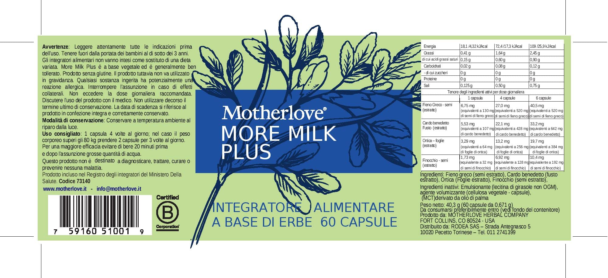 Foto 5 pulgar | Suplemento Motherlove More Milk Plus 60 Cápsulas De Hierbas - Venta Internacional.