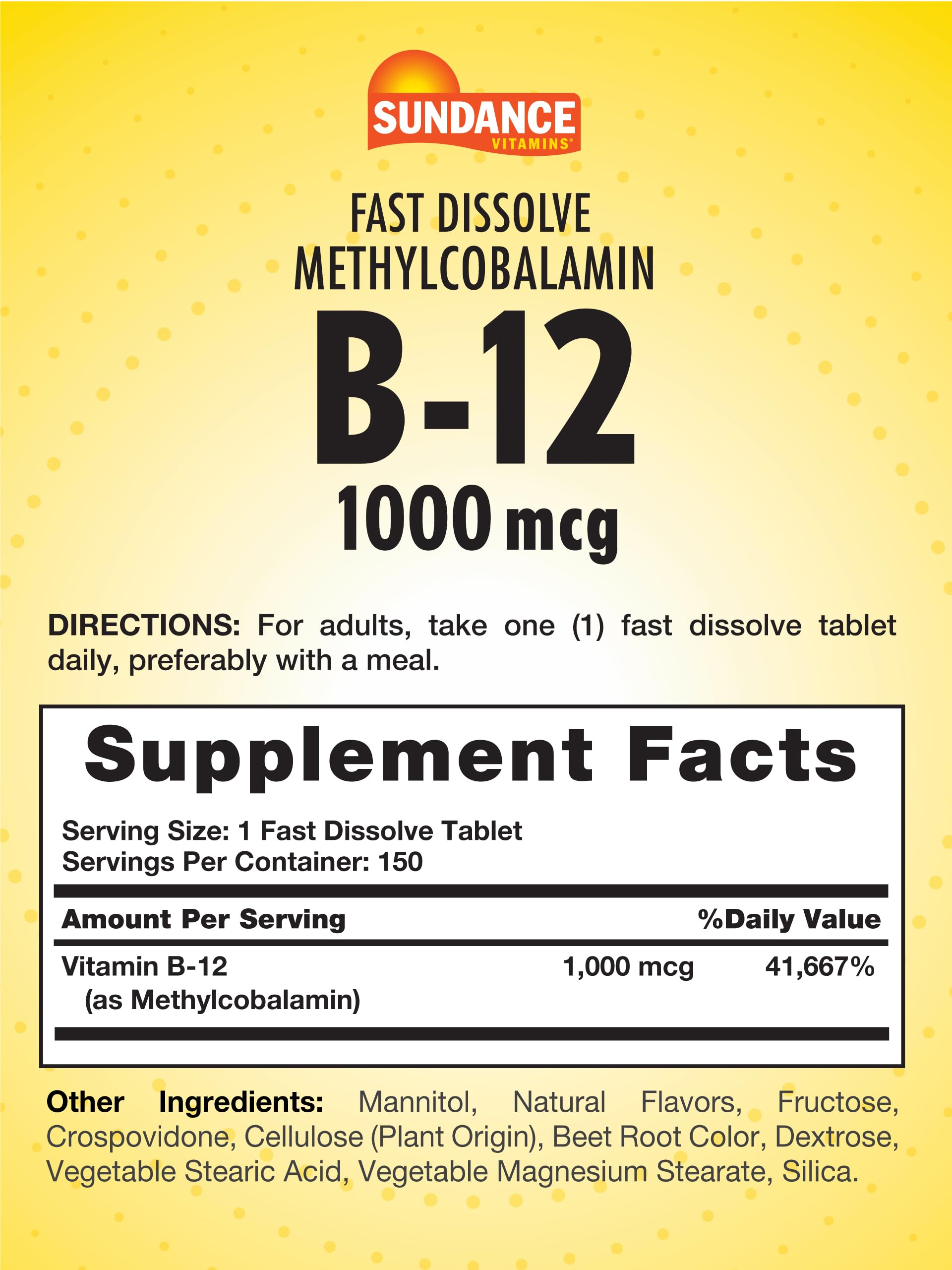 Foto 3 pulgar | Suplemento Sundance B-12 De Metilcobalamina 1000 Mcg 150 Tabletas - Venta Internacional.