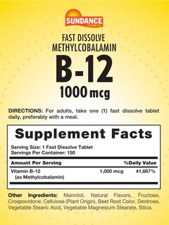 Foto 2 | Suplemento Sundance B-12 De Metilcobalamina 1000 Mcg 150 Tabletas - Venta Internacional.