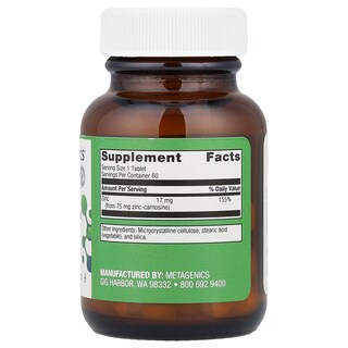 Foto 2 | Suplemento Metagenics, Complejo De Zinc Y Carnosina, 17 Mg, 60 Comprimidos - Venta Internacional.