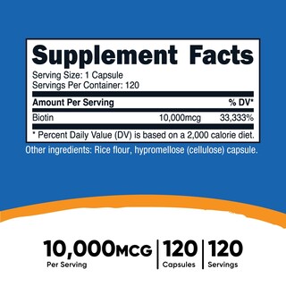 Foto 2 | Suplemento Nutricost Biotina (vitamina B7) 10 Mg 120 Cápsulas - Venta Internacional.