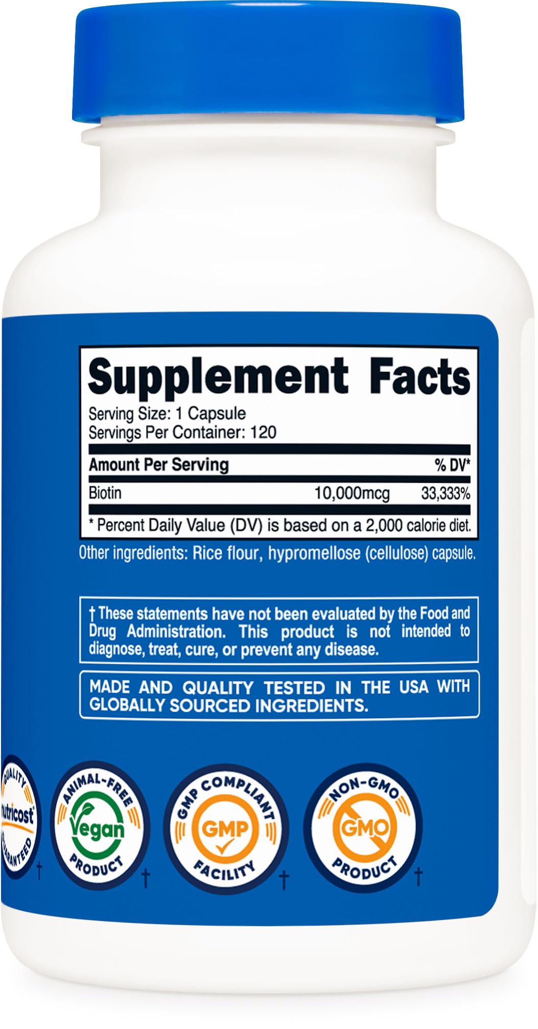 Foto 6 pulgar | Suplemento Nutricost Biotina (vitamina B7) 10 Mg 120 Cápsulas - Venta Internacional.