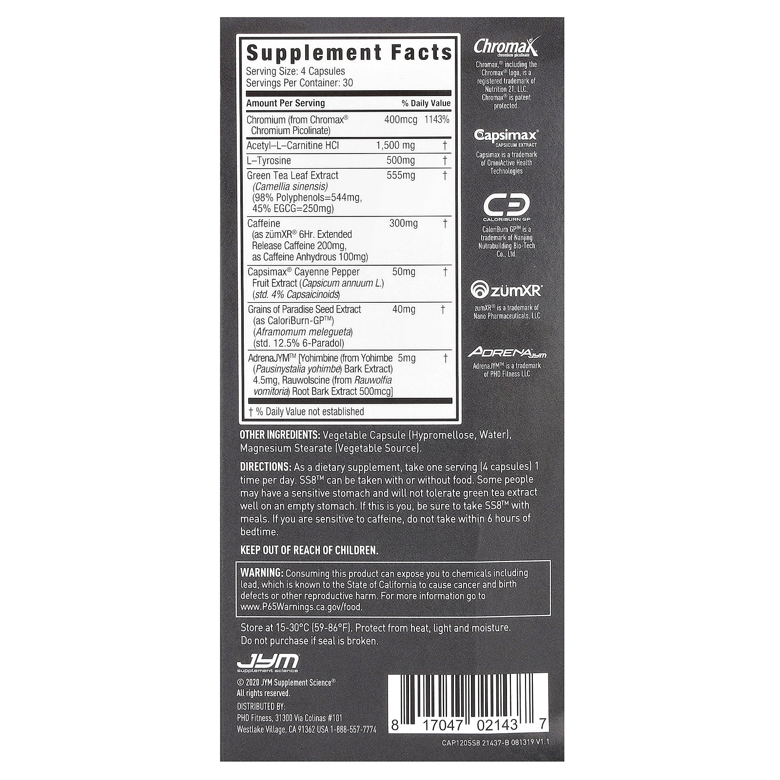 Foto 3 pulgar | Suplemento Jym Supplement Science Ss8, Quemador De Grasa Avanzado, 120 Cápsulas - Venta Internacional.