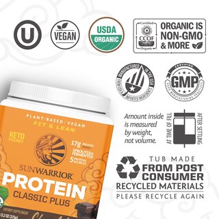 Foto 3 | Proteína En Polvo Sunwarrior Classic Plus Chocolate 420g - Venta Internacional.