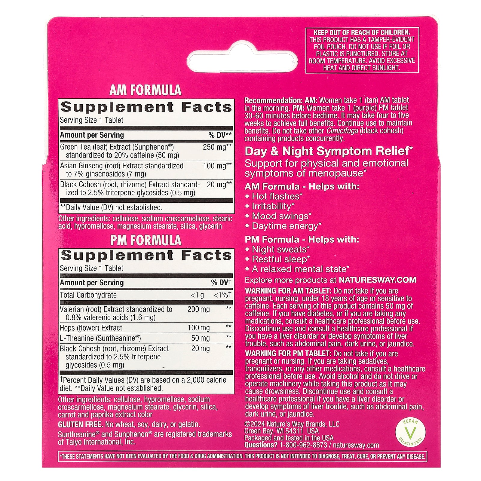 Foto 3 pulgar | Suplemento Nature's Way Am/pm Menopause Formula 60 Comprimidos - Venta Internacional.