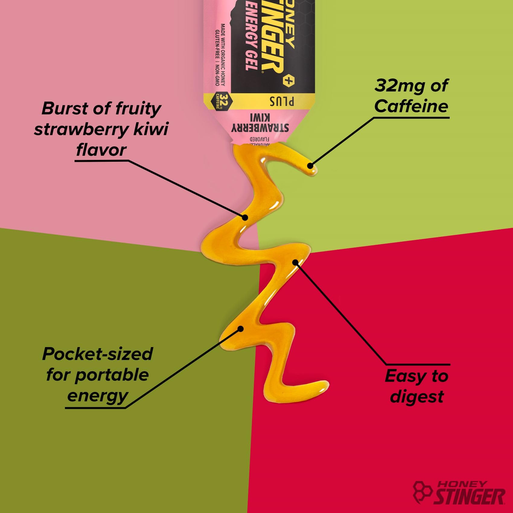 Foto 5 pulgar | Gel Energético Honey Stinger, Fresa Y Kiwi, Con Cafeína, Paquete De 24 - Venta Internacional.