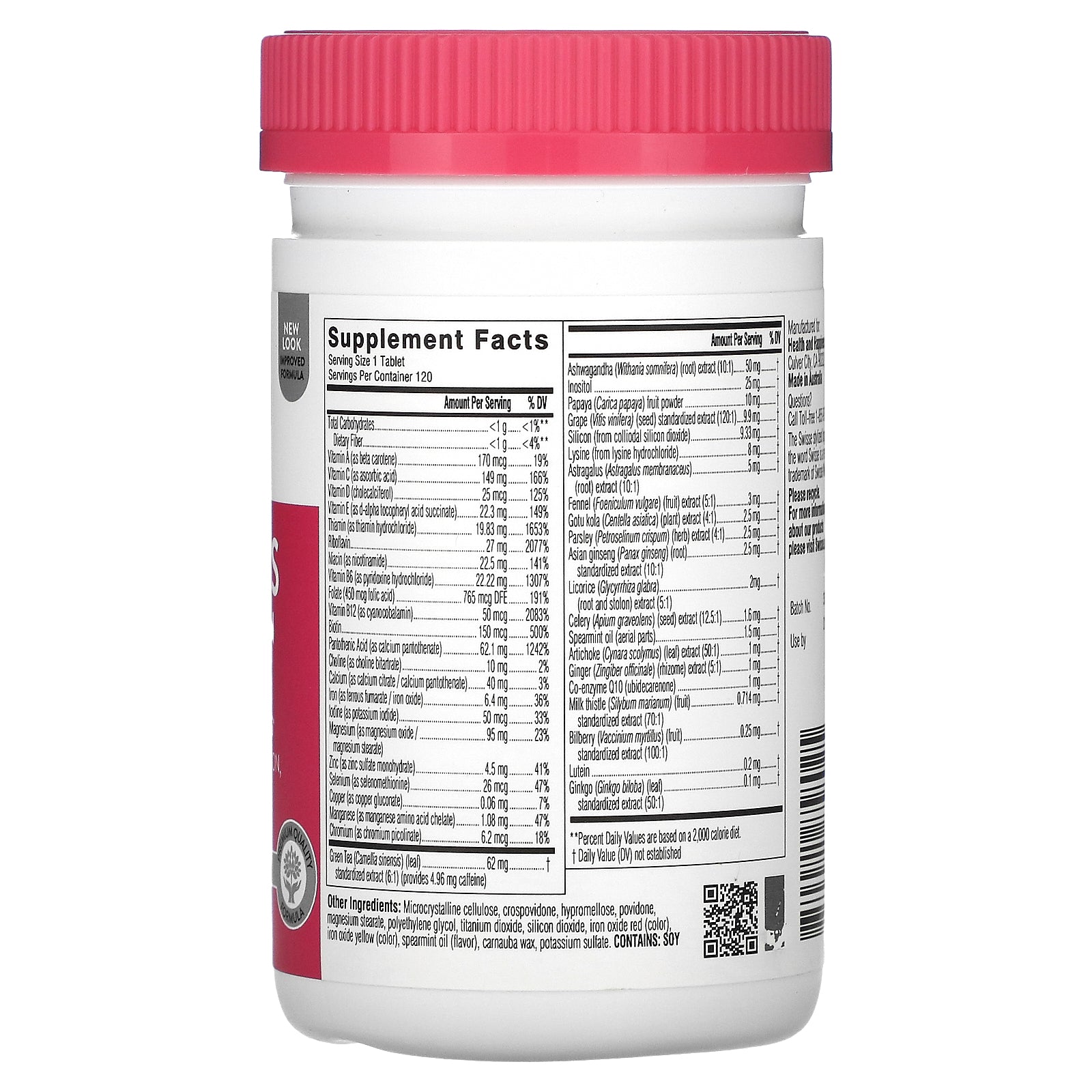 Foto 3 pulgar | Multivitamínico Para Mujeres Supplement Swisse 120 Comprimidos - Venta Internacional.