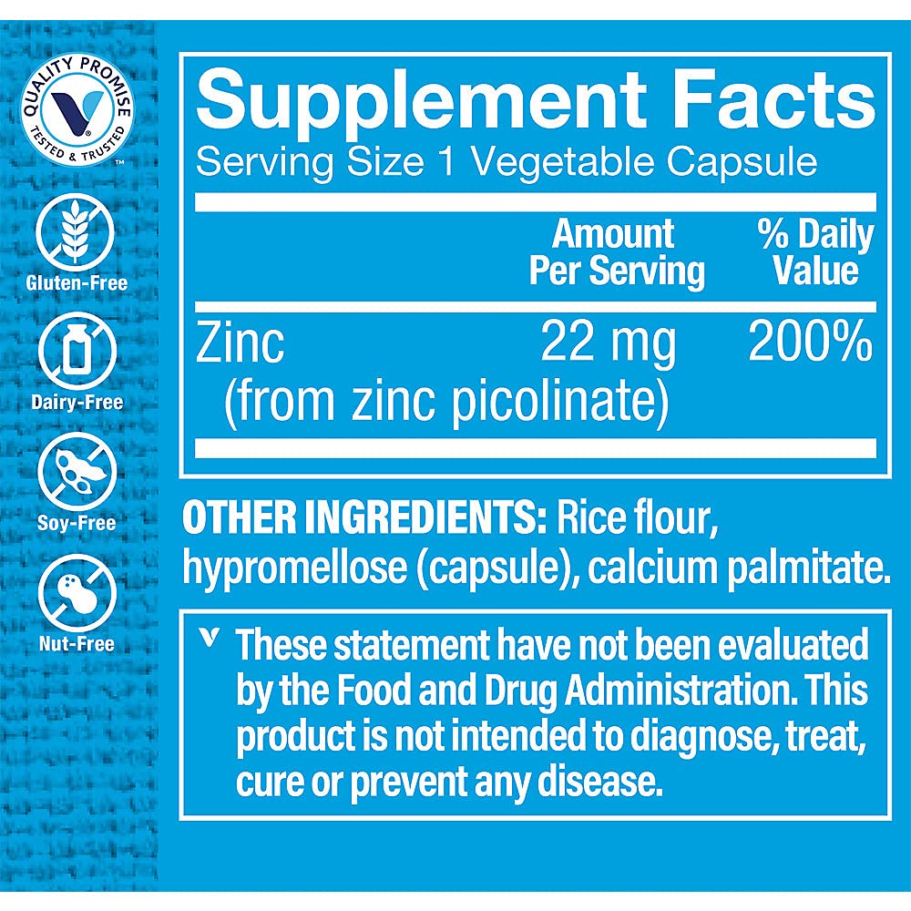 Foto 4 pulgar | Suplemento The Vitamin Shoppe Con Picolinato De Zinc, 22 Mg, 100 Cápsulas - Venta Internacional.