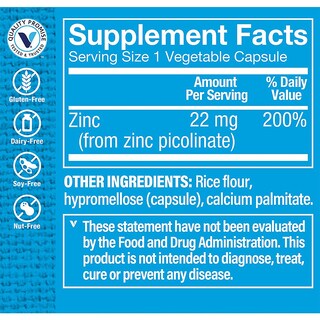 Foto 3 | Suplemento The Vitamin Shoppe Con Picolinato De Zinc, 22 Mg, 100 Cápsulas - Venta Internacional.