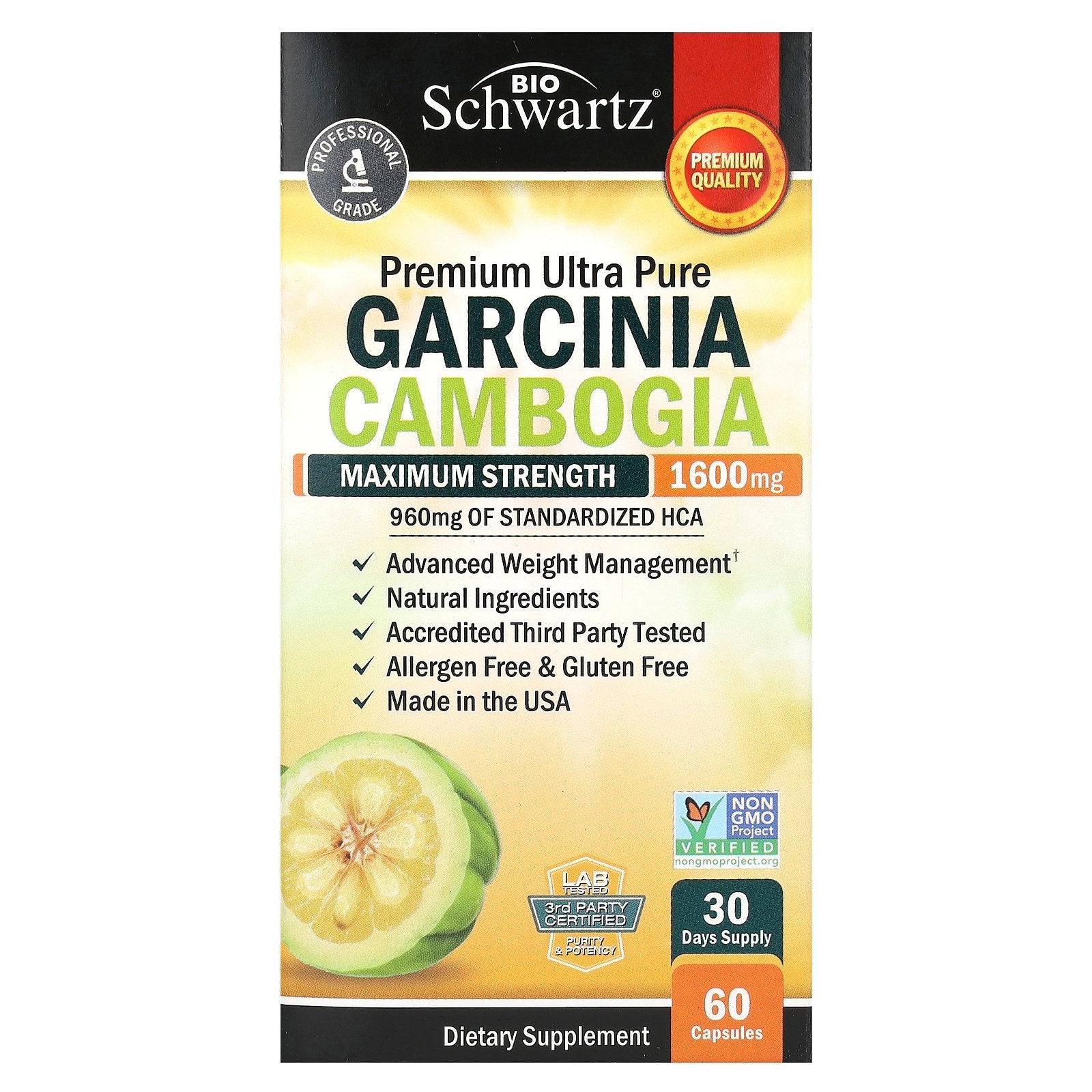Foto 2 pulgar | Suplemento Bioschwartz Garcina Cambogia Maximum Strength 60 Cápsulas - Venta Internacional.