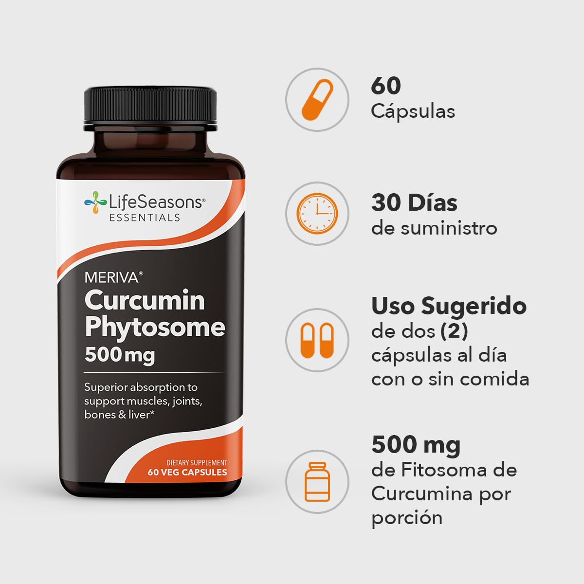 Foto 4 pulgar | Suplemento Lifeseasons Essentials Meriva Turmeric 60 Cápsulas - Venta Internacional.