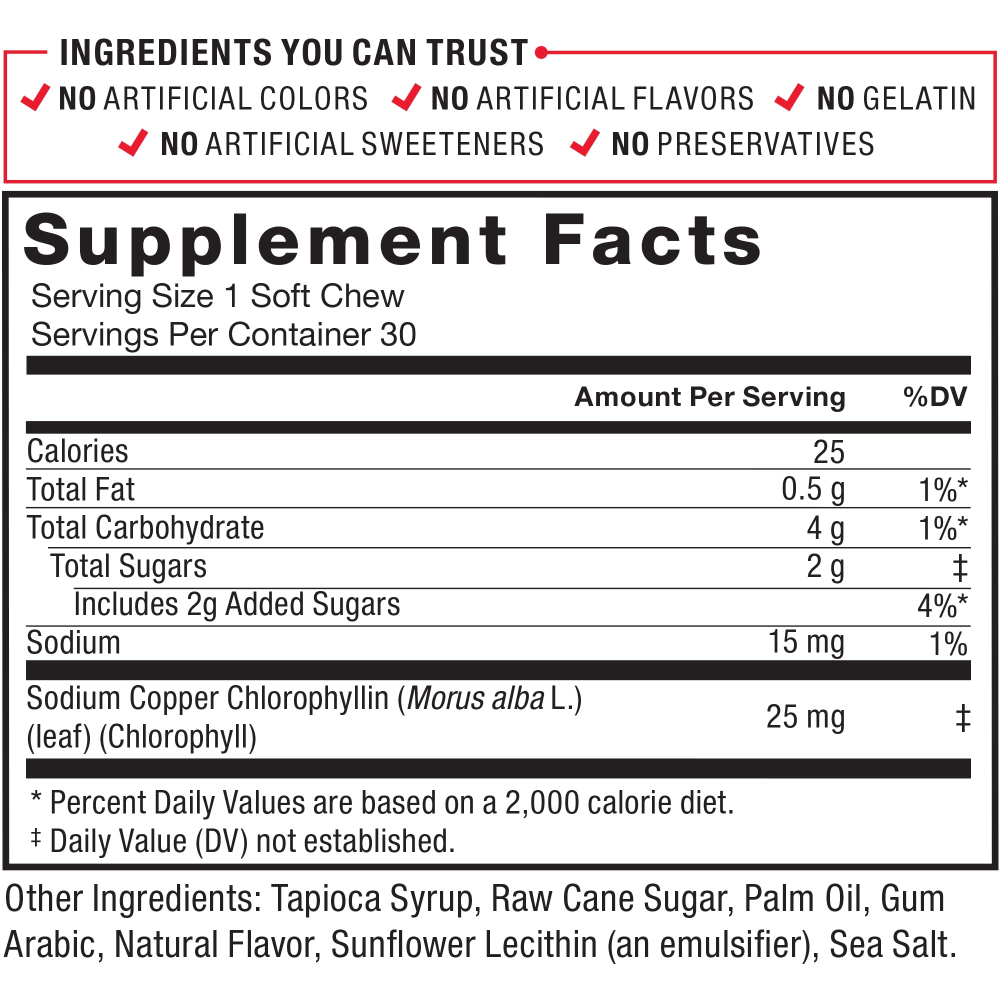 Foto 5 pulgar | Suplemento Force Factor Chlorophyll Soft Chews 30 Unidades - Venta Internacional.