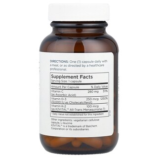 Foto 2 | Complemente La Vitamina D-3 Para El Mantenimiento Metabólico Con Vitamina K2 Mk-7, 60 Cápsulas - Venta Internacional.