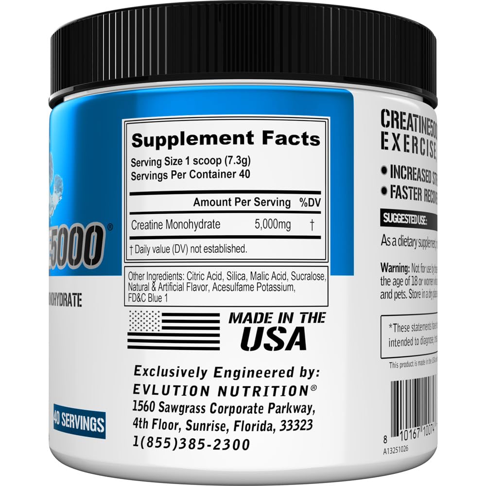 Foto 3 pulgar | Suplemento Evolution Nutrition Creatina 5000 200 G Blue Raz - Venta Internacional.