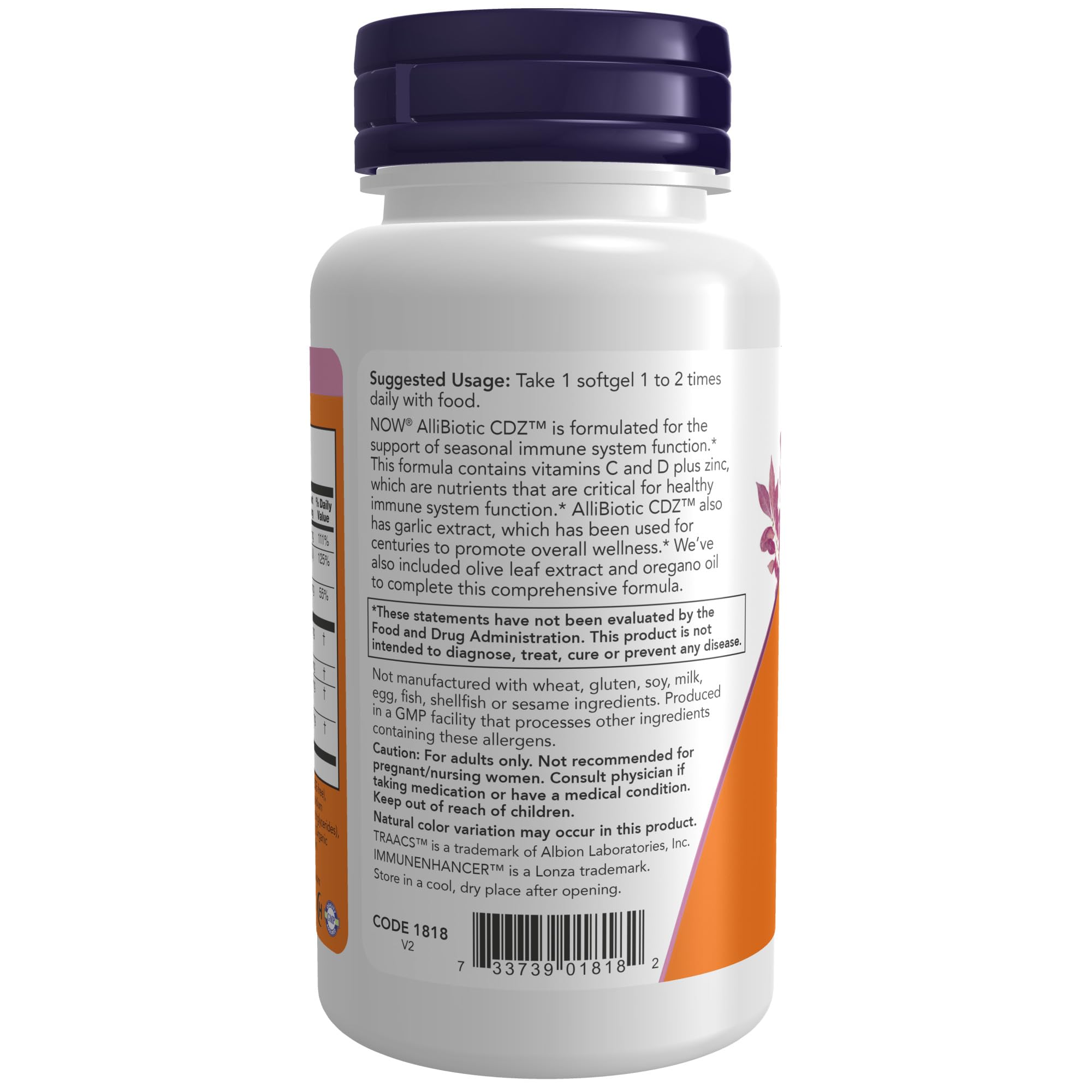 Foto 4 pulgar | Supplements Now Allibiotic Cdz Seasonal Immune Support 60 Cápsulas Blandas - Venta Internacional.