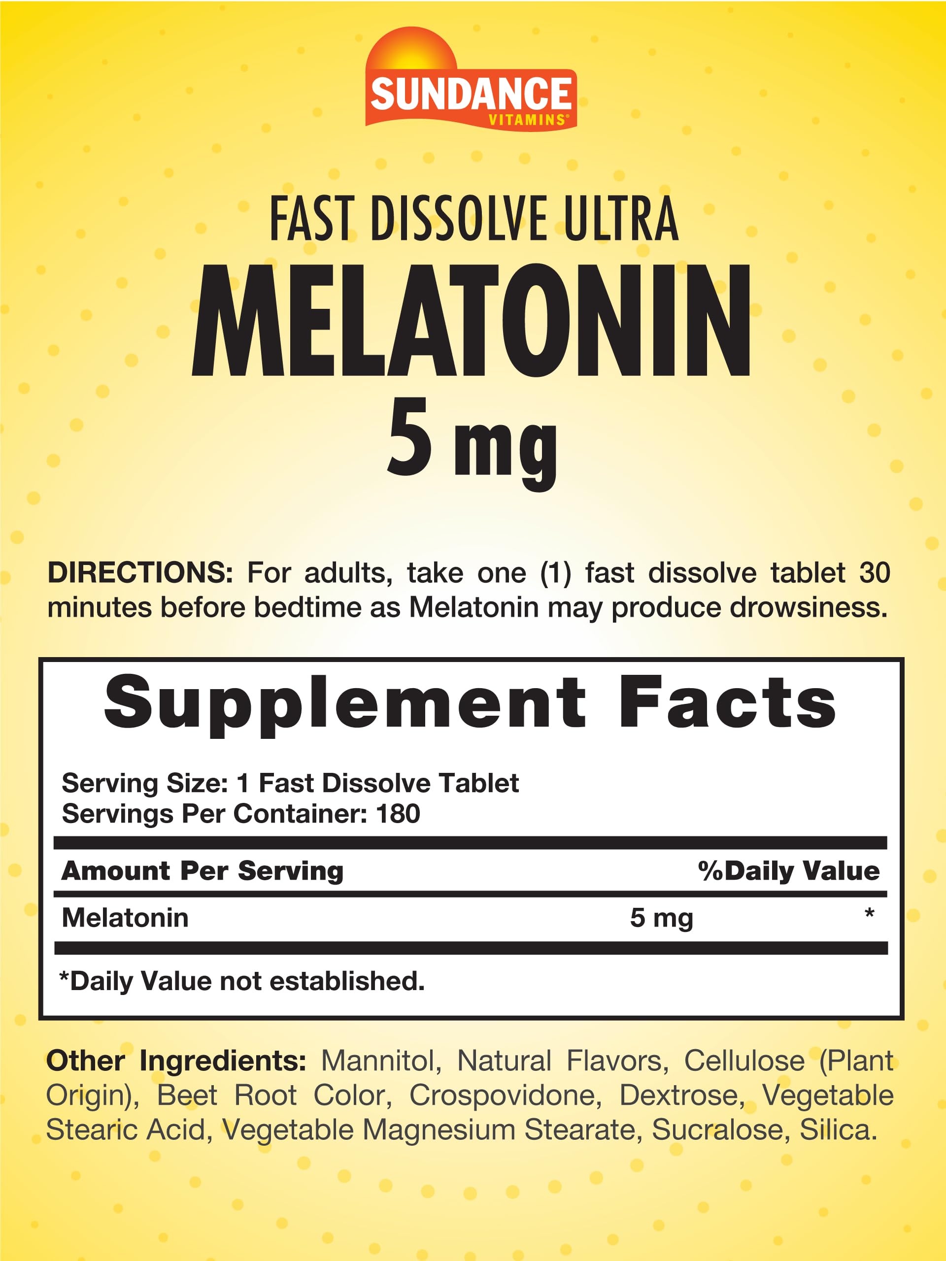 Foto 2 | Suplemento Sundance De Melatonina En Tabletas De 5 Mg, 180 Vegetarianos - Venta Internacional.