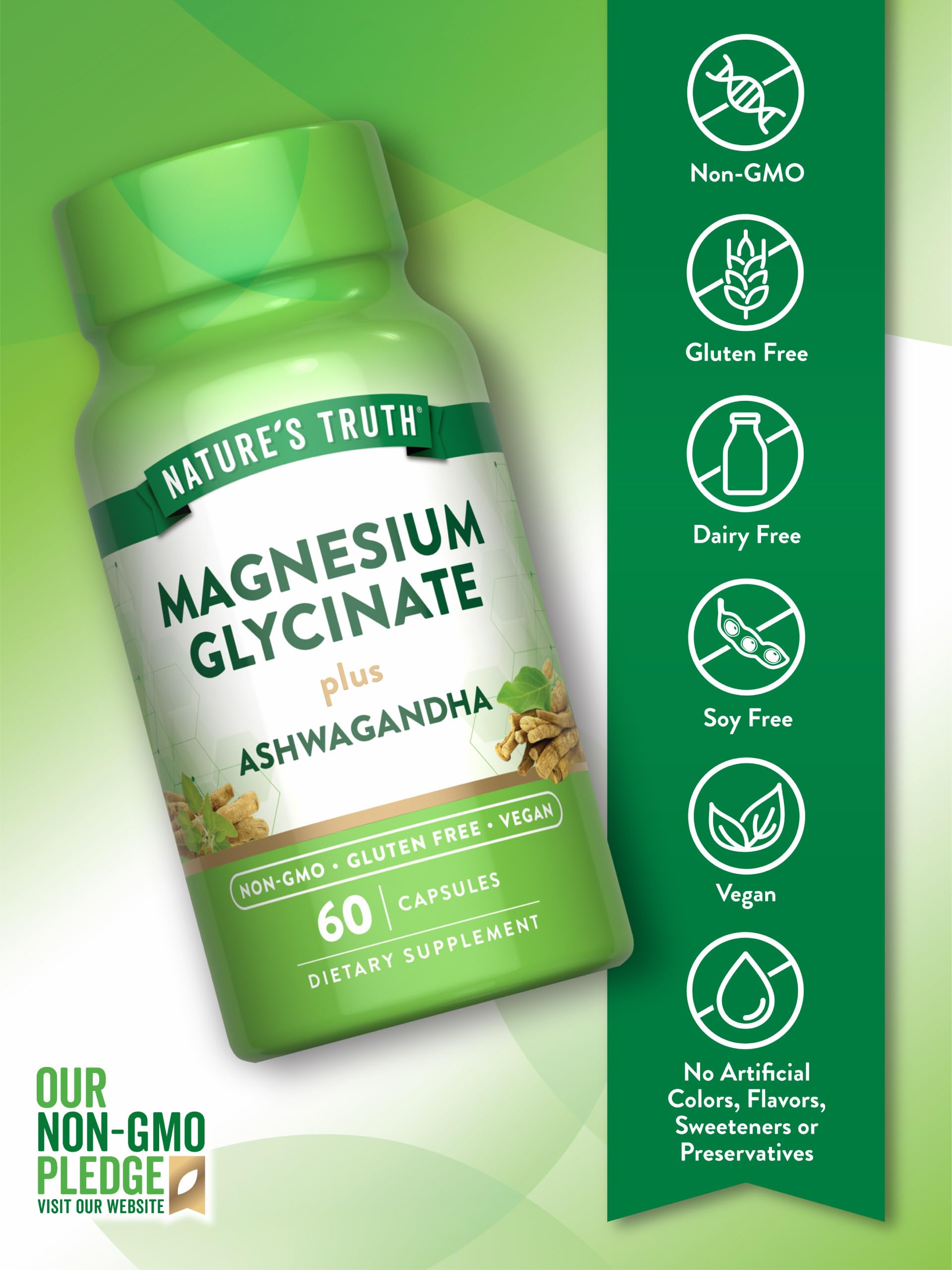Foto 4 pulgar | Complementa El Glicinato De Magnesio De Nature's Truth Con Ashwagandha - Venta Internacional.