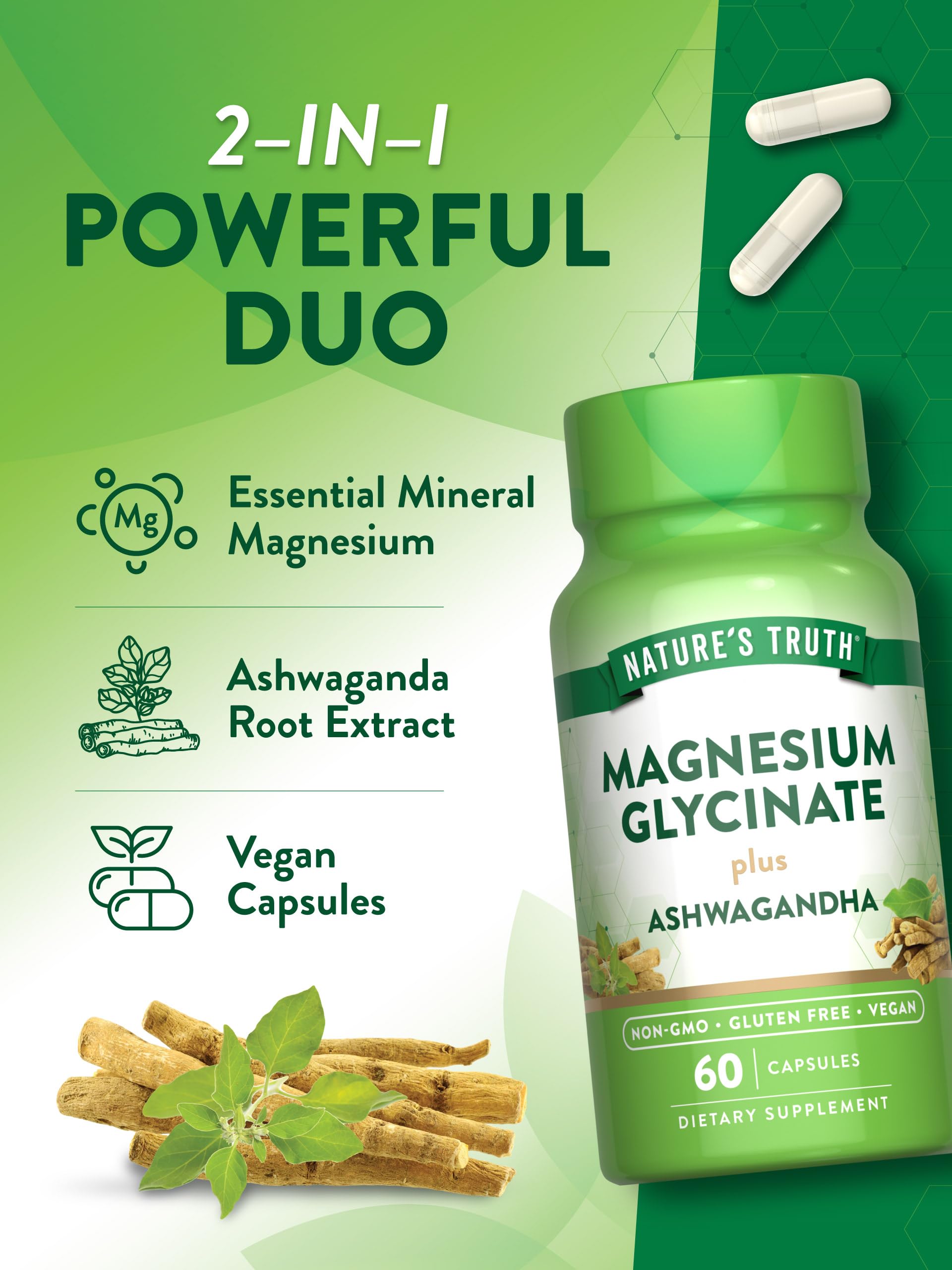 Foto 5 | Complementa El Glicinato De Magnesio De Nature's Truth Con Ashwagandha - Venta Internacional.