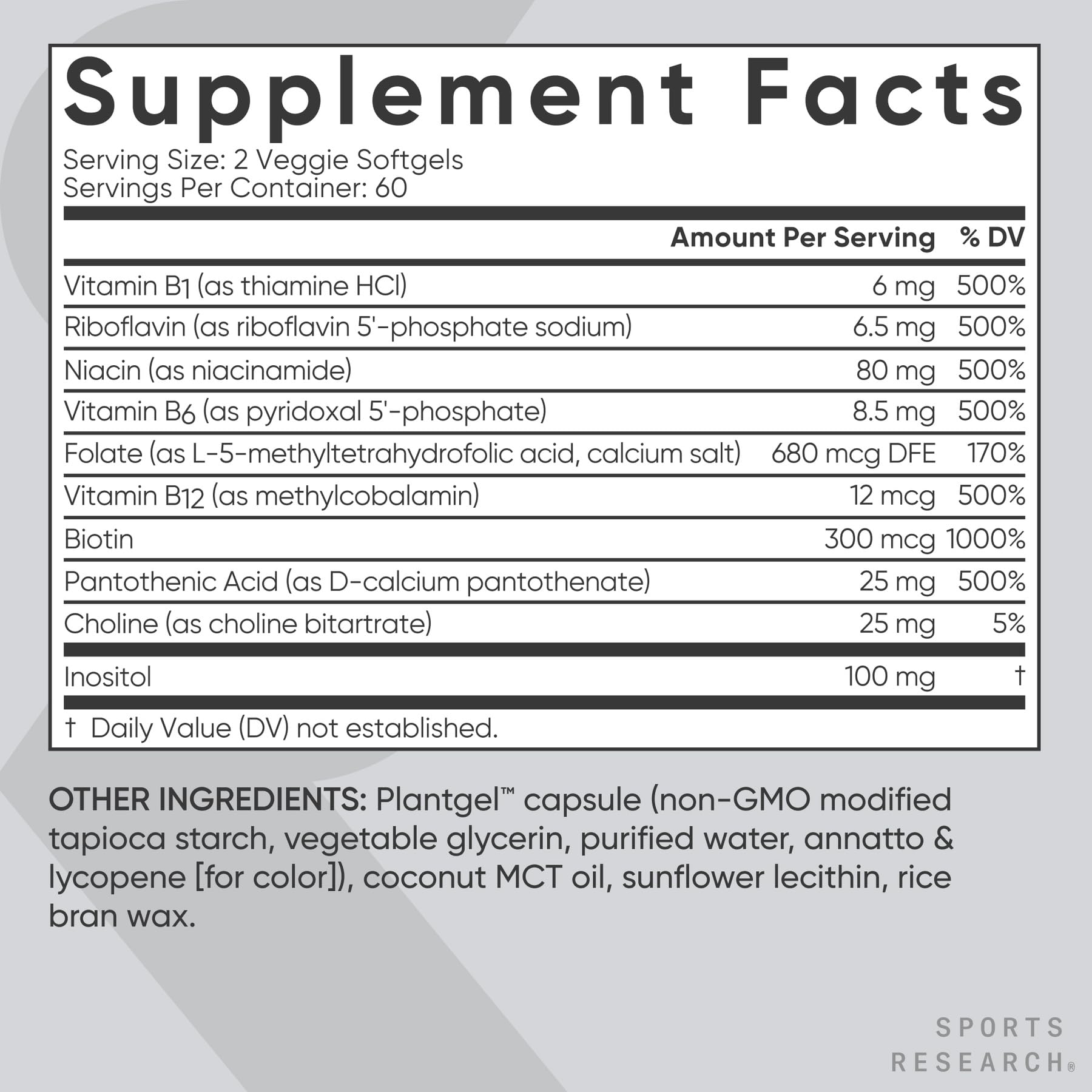 Foto 6 pulgar | Supplement Sports Research Vitamina B Complex 120 Cápsulas Blandas - Venta Internacional.