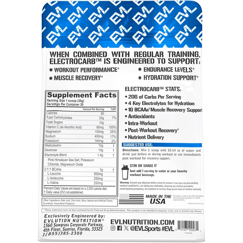 Foto 3 pulgar | Suplemento Evlution Nutrition Electrocarb Blue Raspberry - Venta Internacional.