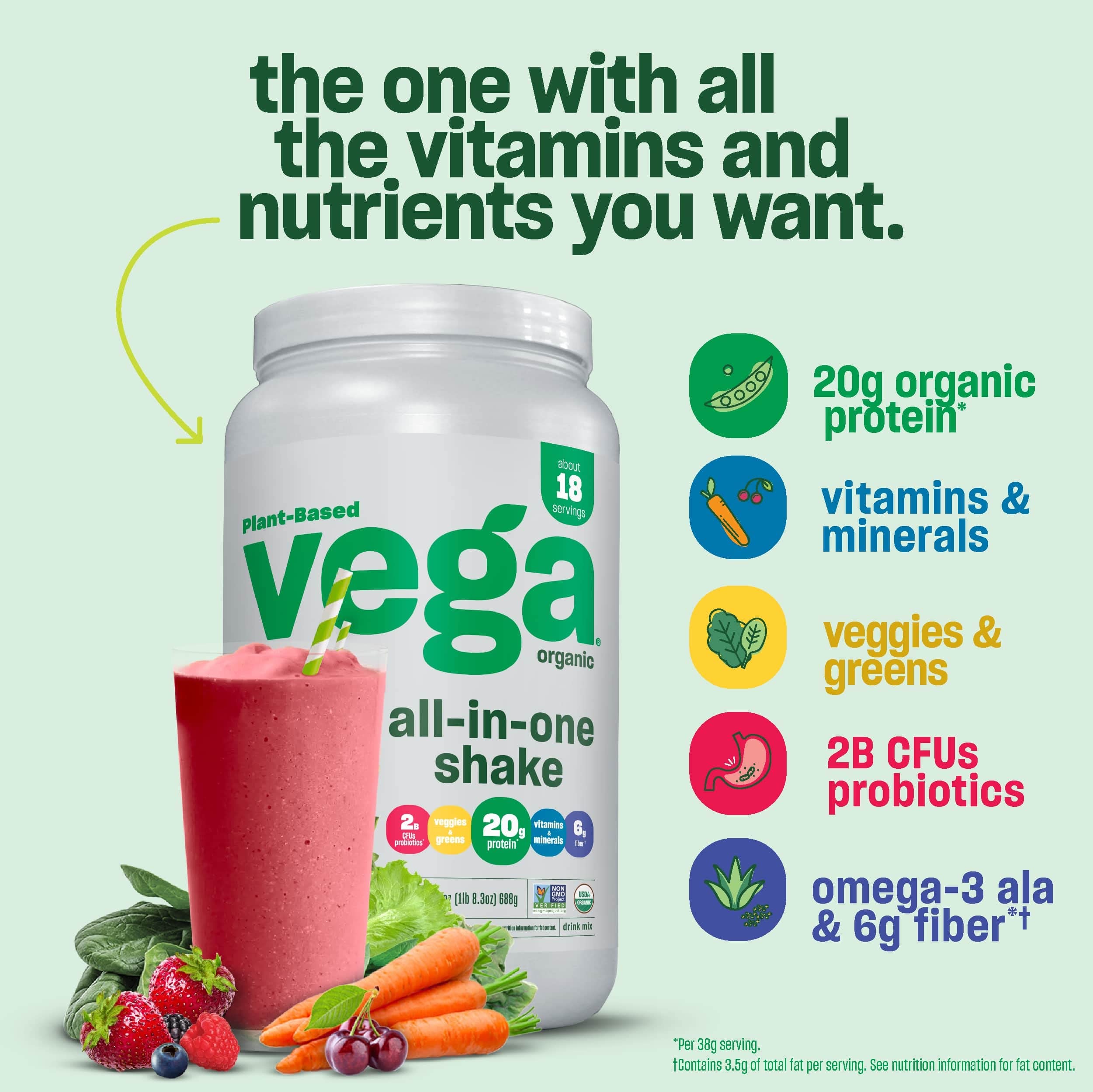 Foto 5 pulgar | Shake Vega Organic All-in-one, 750 Ml, 1,9 Libras Con 20 G De Proteína - Venta Internacional.