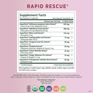 Foto 2 | Suplemento Pure Synergy Rapid Rescue Immune Support 42 Cápsulas - Venta Internacional.