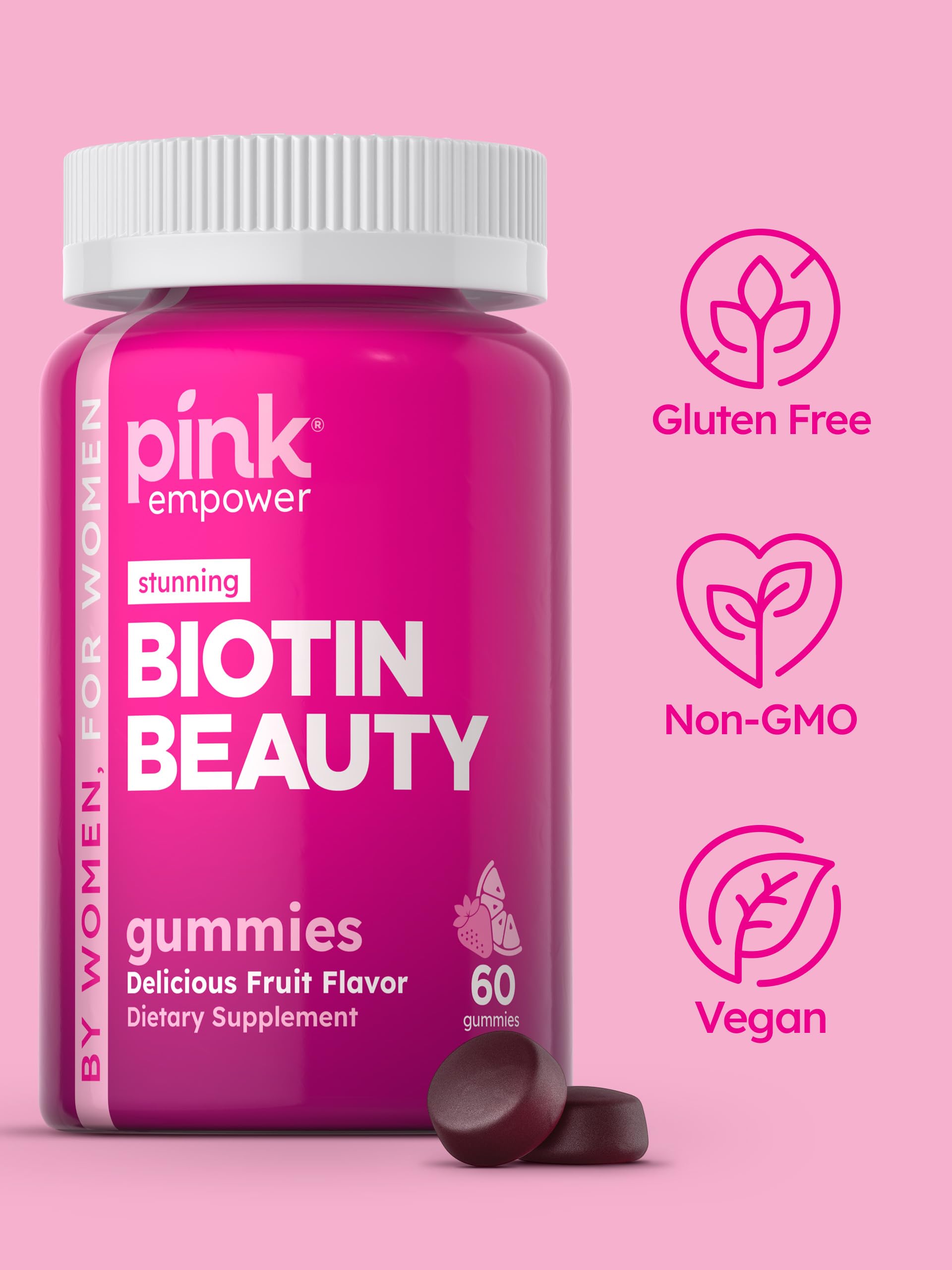 Foto 5 pulgar | Gomitas De Biotina Rosa, 60 Unidades, Sin Ogm, Sin Gluten, Para El Cabello - Venta Internacional.